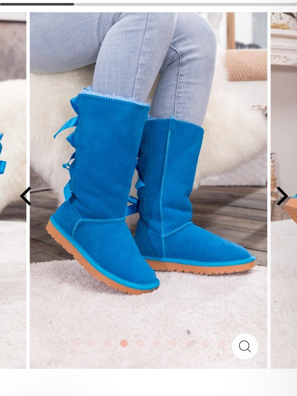 Tri Ribbon Bow Suede Boots - Blue